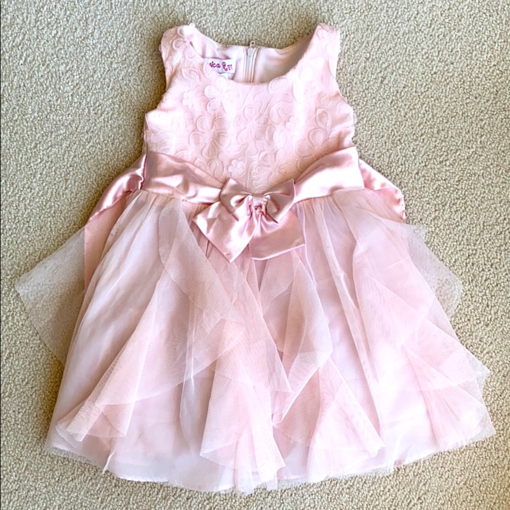 Tulle and satin pink toddler dress.